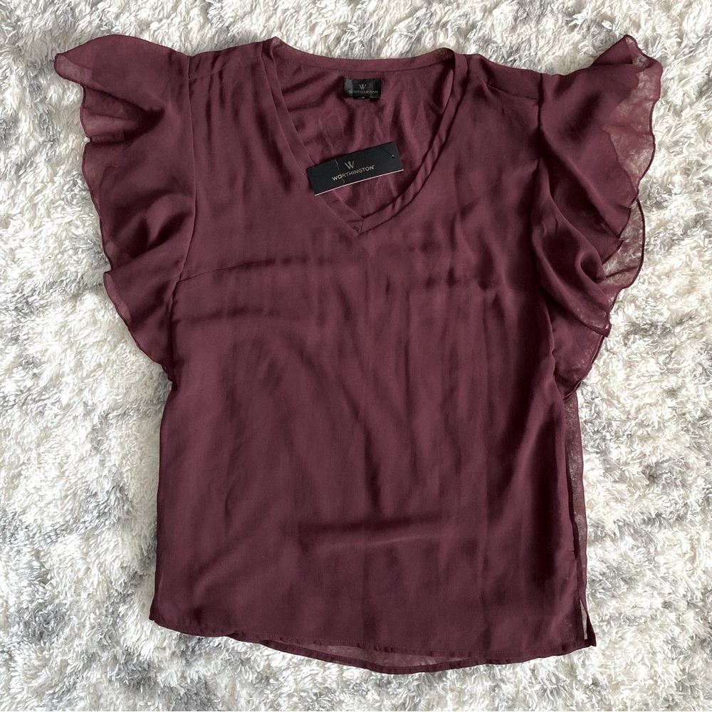 Worthington - Ruffle Sleeve Top